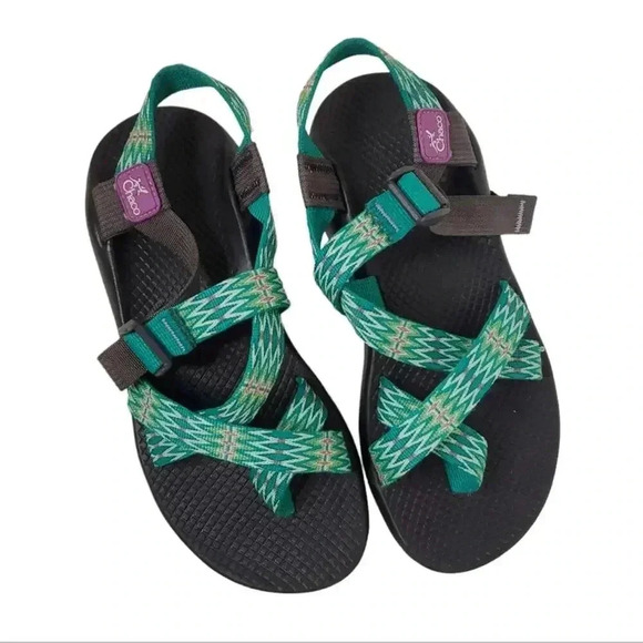 Chaco Striped Green Sandals Size W8 - Picture 2 of 4